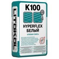 LITOKOL HYPERFLEX K100 смесь клеевая на цементной основе для плитки и керамогранита, белый (20кг)